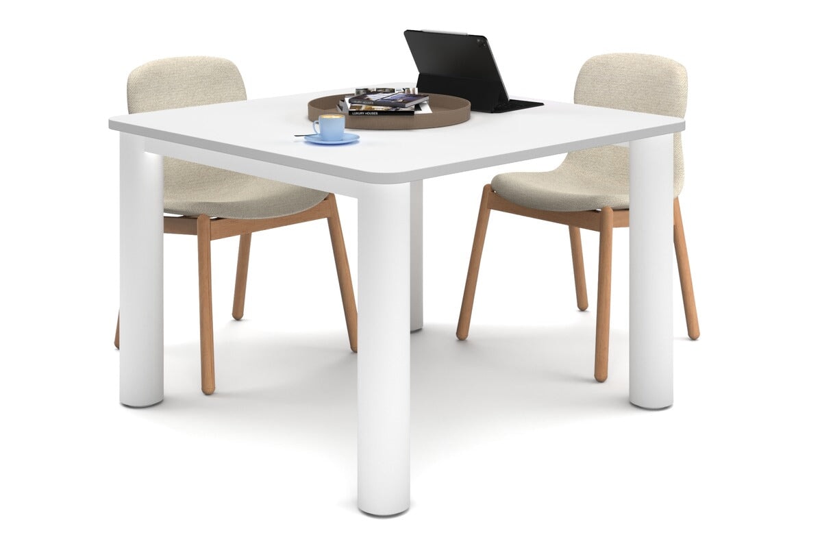 Quadro Cylinder Leg Modern Boardroom Rectangle Table - Rounded Corners [1100L x 1100W with Rounded Corners] Jasonl white leg white 
