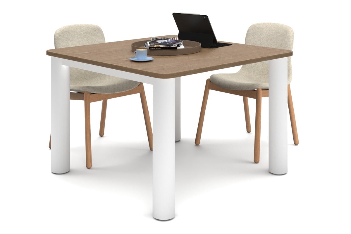 Quadro Cylinder Leg Modern Boardroom Rectangle Table - Rounded Corners [1100L x 1100W with Rounded Corners] Jasonl white leg salvage oak 