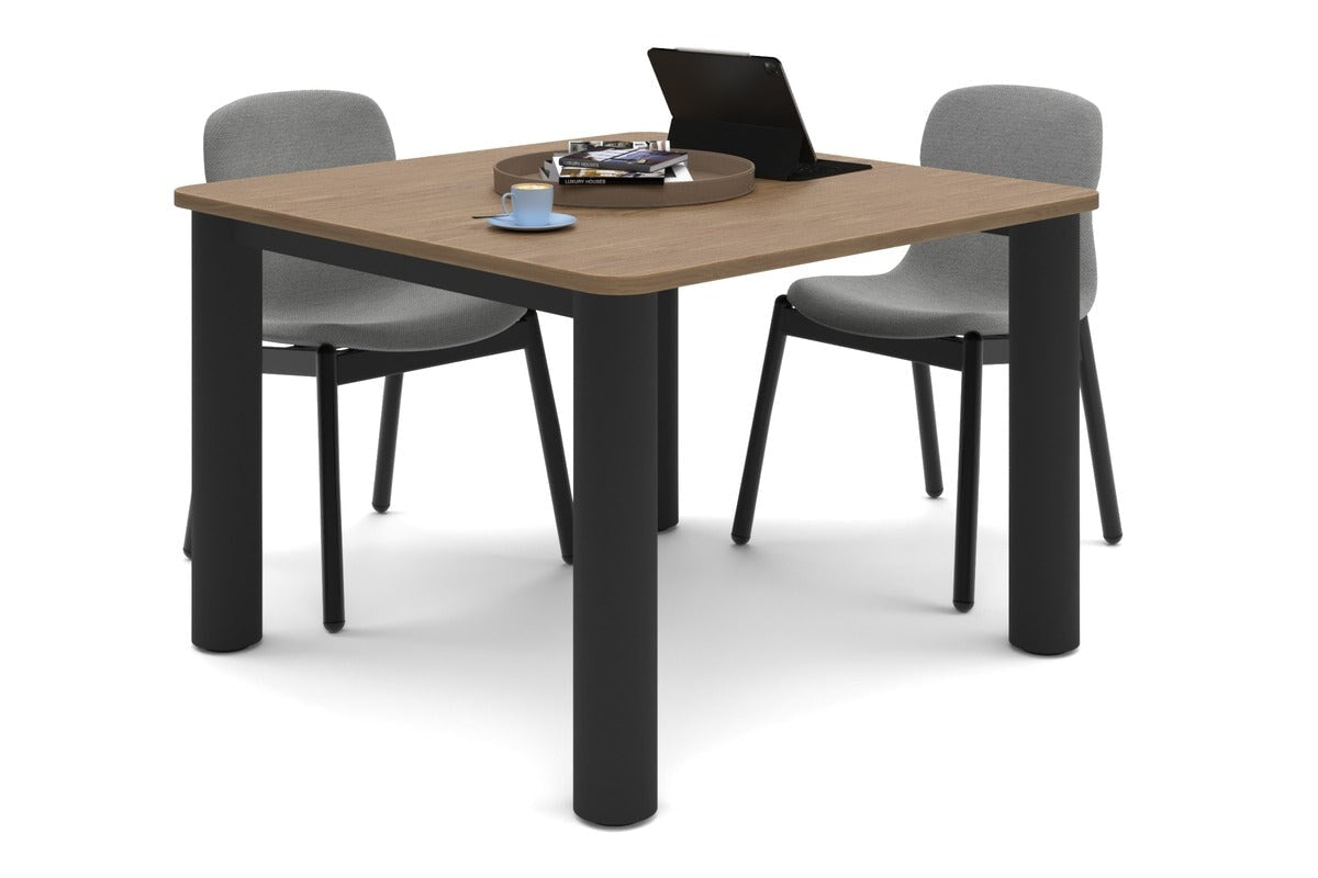 Quadro Cylinder Leg Modern Boardroom Rectangle Table - Rounded Corners [1100L x 1100W with Rounded Corners] Jasonl black leg salvage oak 