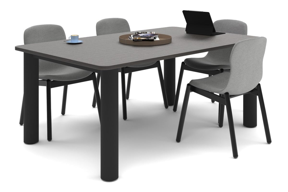 Quadro Cylinder Leg Modern Boardroom Rectangle Table - Rounded Corners [1800L x 1100W with Rounded Corners] Jasonl black leg dark oak 