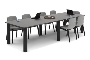Quadro Cylinder Leg Modern Boardroom Rectangle Table - Rounded Corners [3200L x 1100W with Rounded Corners] Jasonl black leg dark oak none