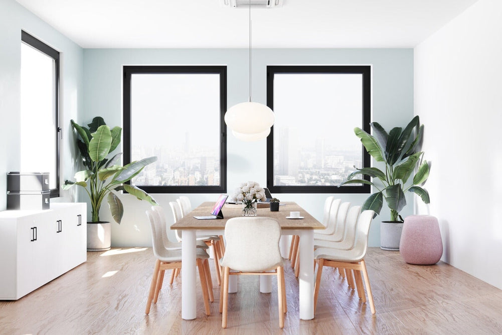 Quadro Cylinder Leg Modern Boardroom Rectangle Table - Rounded Corners [3200L x 1100W with Rounded Corners]-black leg dark oak power box