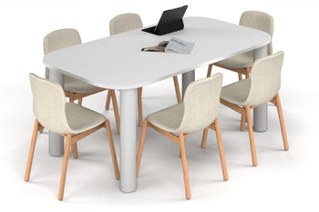  - Quadro Cylinder Leg Modern Boardroom Table - Large Rounded Corners [1800L x 1000W with Large Rounded Corners] - 1