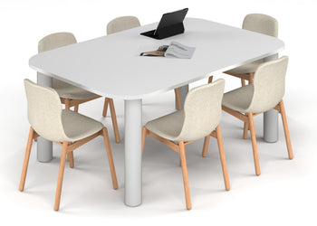 Quadro Cylinder Leg Modern Boardroom Table - Large Rounded Corners [1800L x 1200W with Large Rounded Corners] Jasonl white leg white 