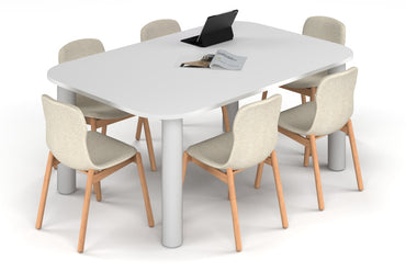 Quadro Cylinder Leg Modern Boardroom Table - Large Rounded Corners [1800L x 1200W with Large Rounded Corners] Jasonl white leg white 