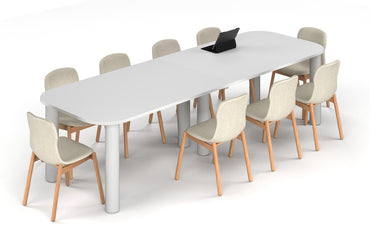 Quadro Cylinder Leg Modern Boardroom Table - Large Rounded Corners [3000L x 1000W with Large Rounded Corners] Jasonl white leg white 