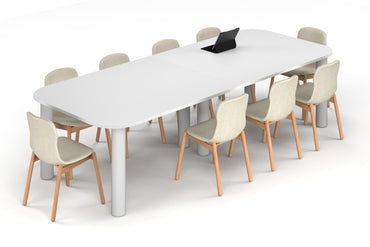 Quadro Cylinder Leg Modern Boardroom Table - Large Rounded Corners [3000L x 1200W with Large Rounded Corners] Jasonl white leg white 