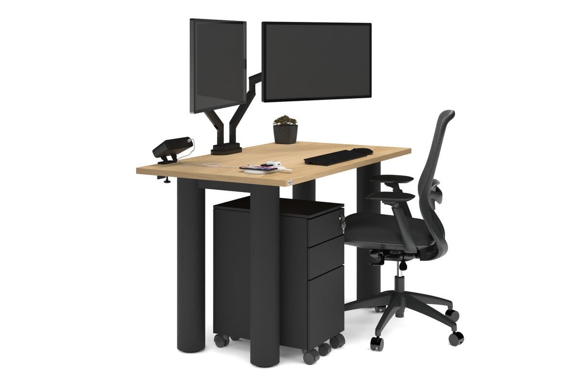 Quadro Cylinder Leg Office Desk [1200L x 700W] Jasonl black leg maple 