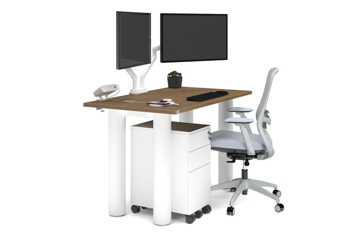 Quadro Cylinder Leg Office Desk [1200L x 700W] Jasonl white leg salvage oak 