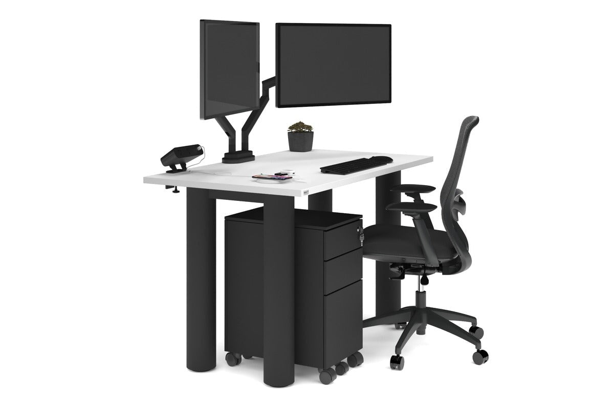 Quadro Cylinder Leg Office Desk [1200L x 700W] Jasonl black leg white 