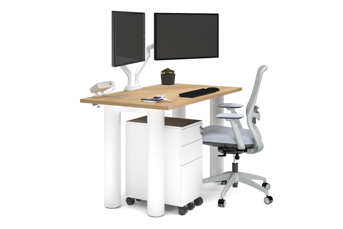 Quadro Cylinder Leg Office Desk [1200L x 700W] Jasonl white leg maple 