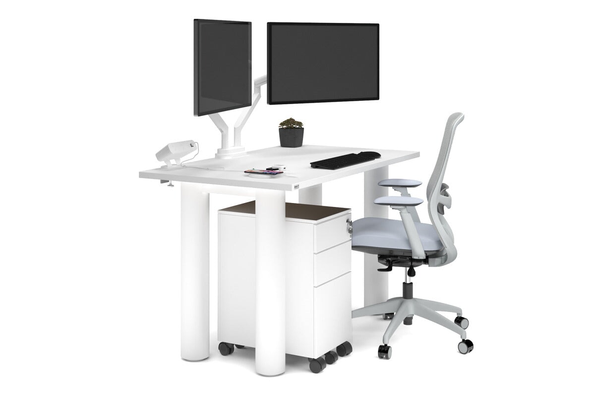 Quadro Cylinder Leg Office Desk [1200L x 700W] Jasonl white leg white 