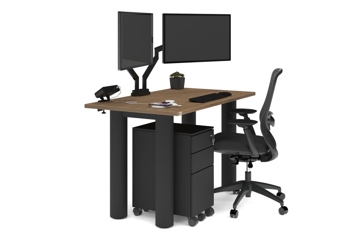 Quadro Cylinder Leg Office Desk [1200L x 700W] Jasonl black leg salvage oak 