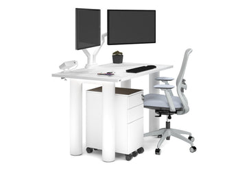 Quadro Cylinder Leg Office Desk [1400L x 700W] Jasonl white leg white 