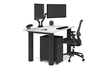  - Quadro Cylinder Leg Office Desk [1400L x 800W with Cable Scallop] - 1