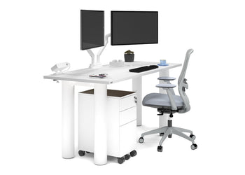 Quadro Cylinder Leg Office Desk [1600L x 700W] Jasonl white leg white 