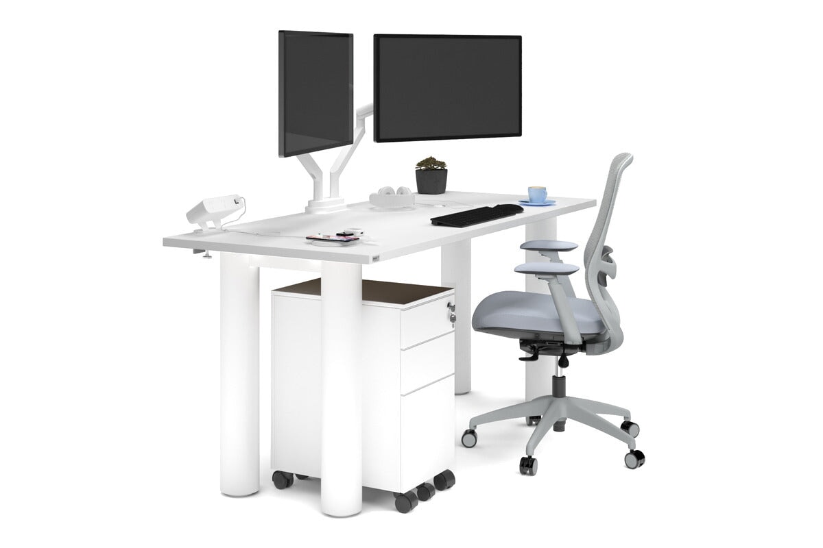 Quadro Cylinder Leg Office Desk [1600L x 700W] Jasonl white leg white 