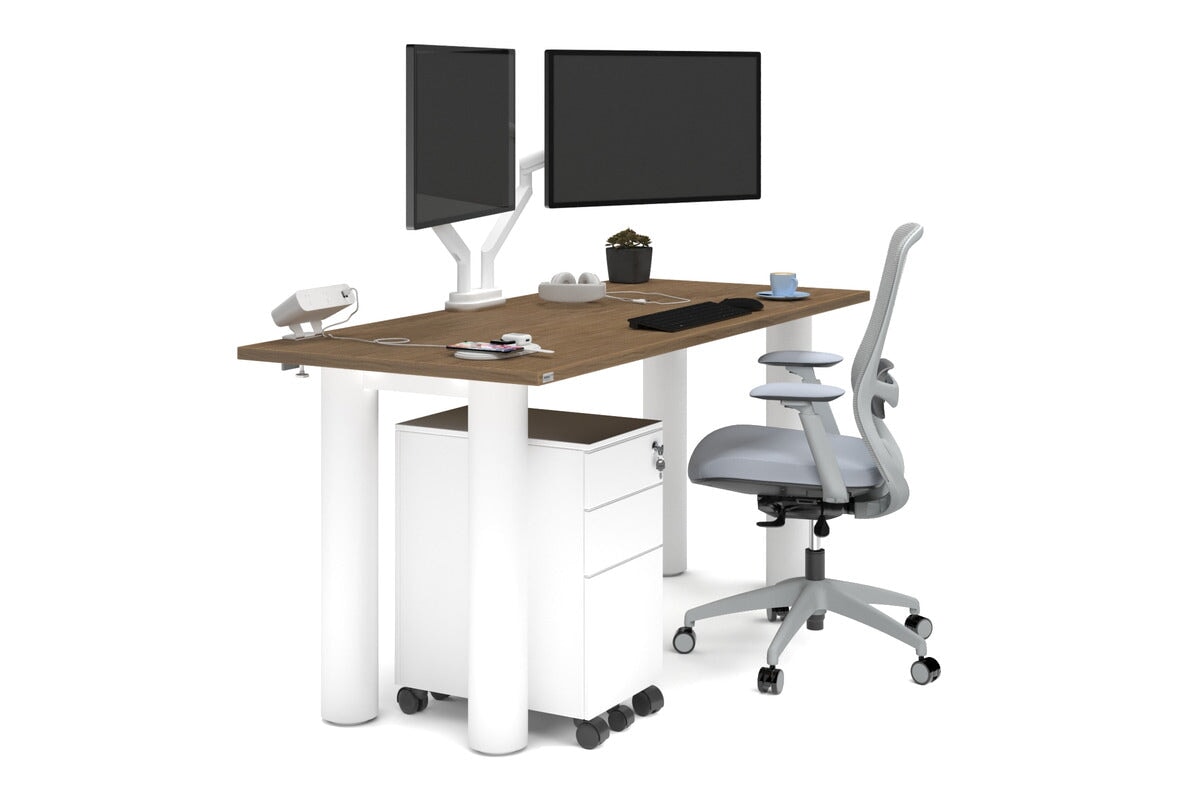 Quadro Cylinder Leg Office Desk [1600L x 700W] Jasonl white leg salvage oak 