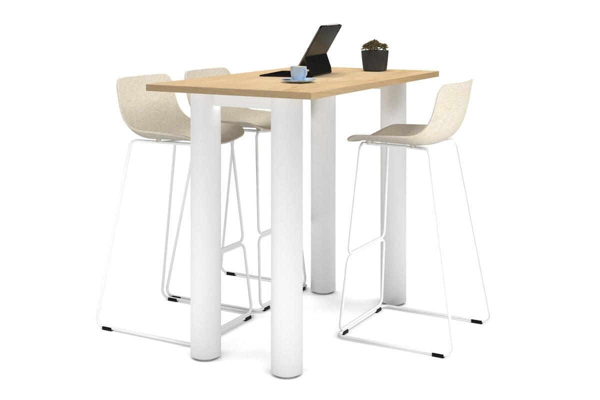 Quadro Cylinder Legs Counter Table  [1200L x 700W]-white leg maple 