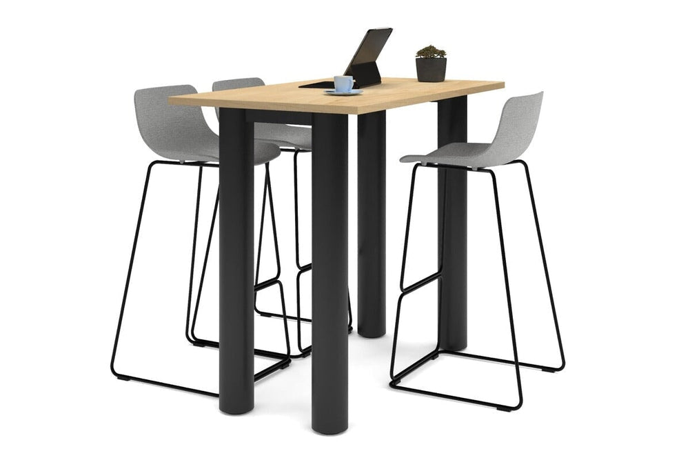 Quadro Cylinder Legs Counter Table  [1400L x 700W]-black leg maple 