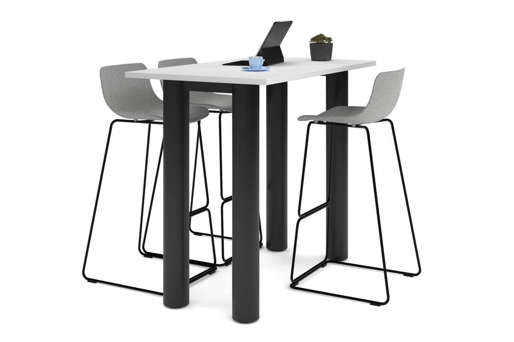 Quadro Cylinder Legs Counter Table  [1400L x 700W]-black leg white 