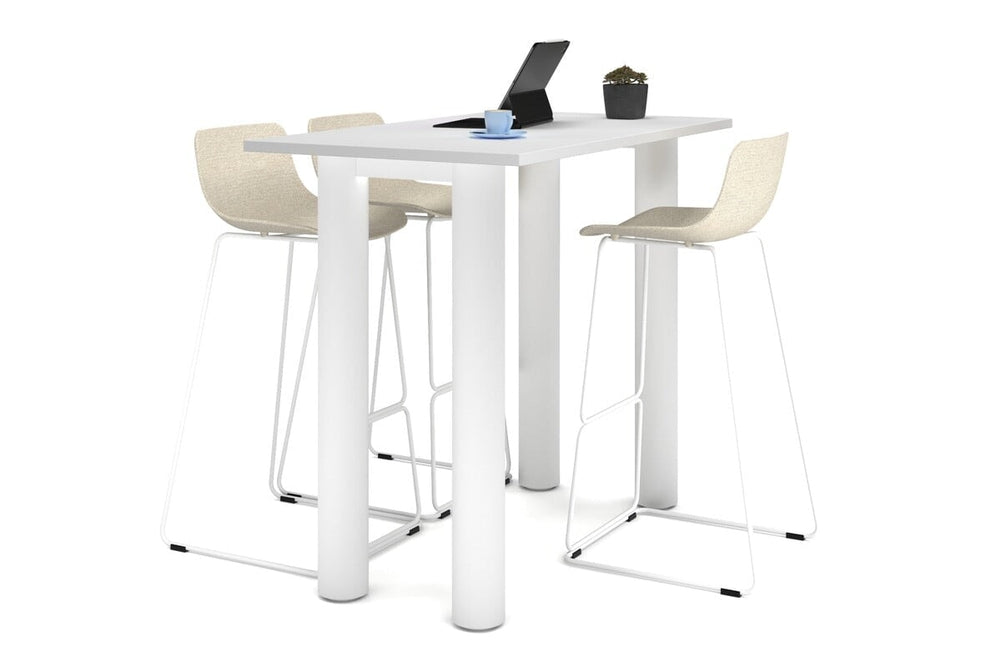 Quadro Cylinder Legs Counter Table  [1400L x 700W]-white leg white 