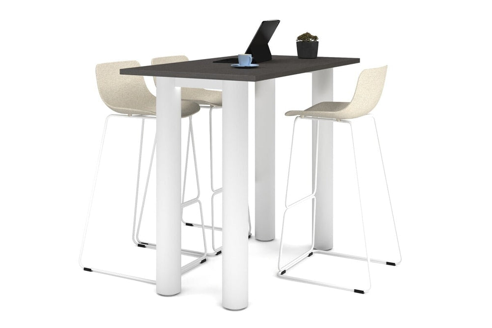 Quadro Cylinder Legs Counter Table  [1400L x 700W]-white leg dark oak 