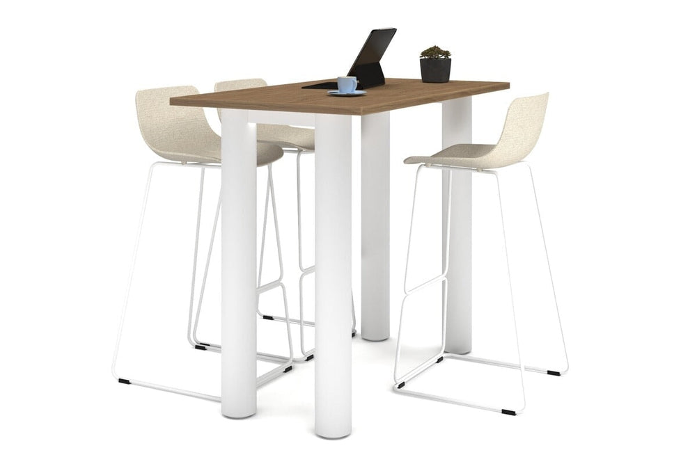 Quadro Cylinder Legs Counter Table  [1400L x 700W]-white leg salvage oak 