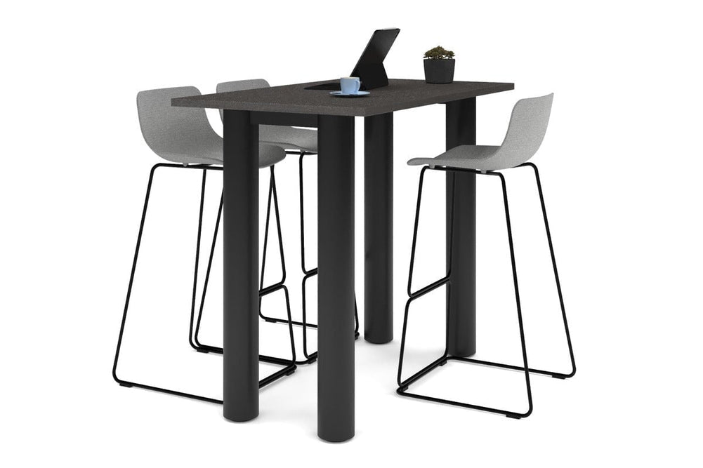 Quadro Cylinder Legs Counter Table  [1400L x 700W]-black leg dark oak 