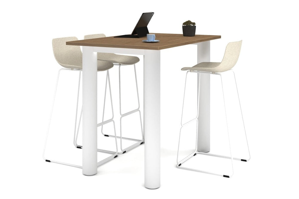 Quadro Cylinder Legs Counter Table  [1400L x 800W]-white leg salvage oak 