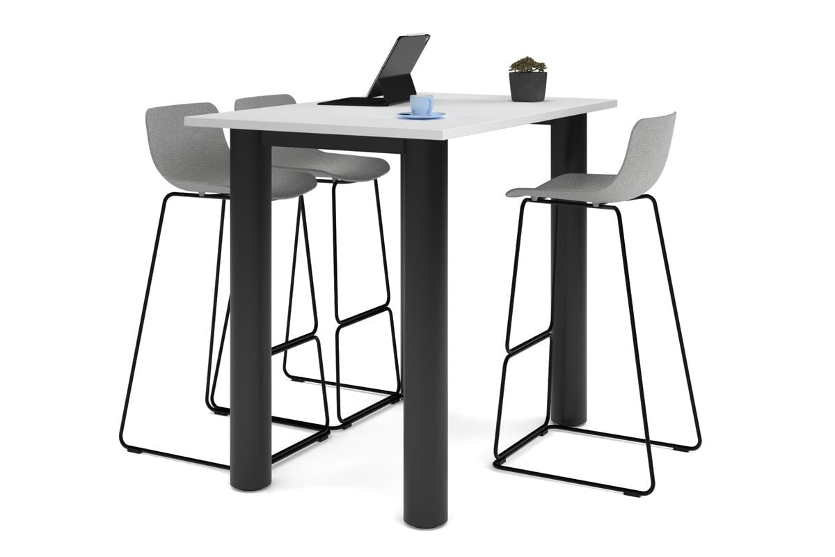 Quadro Cylinder Legs Counter Table [1400L x 800W] Jasonl black leg white 