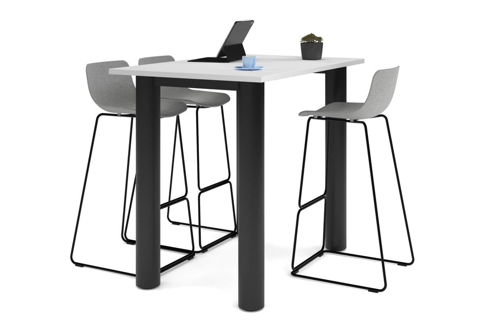 Quadro Cylinder Legs Counter Table  [1400L x 800W]-black leg white 