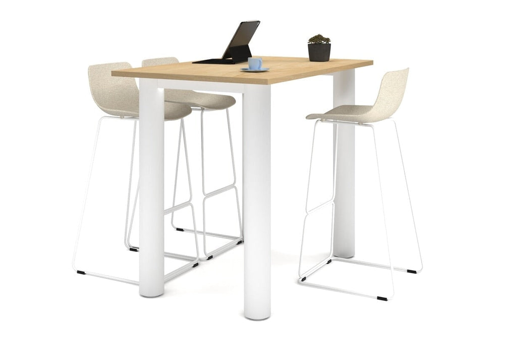 Quadro Cylinder Legs Counter Table  [1400L x 800W]-white leg maple 