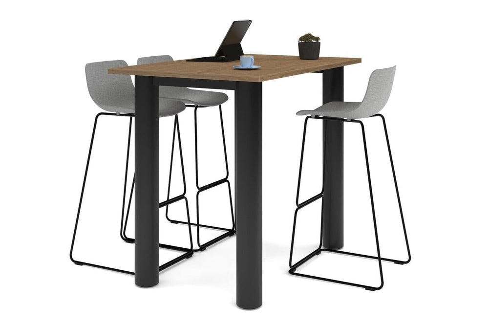 Quadro Cylinder Legs Counter Table  [1400L x 800W]-black leg salvage oak 