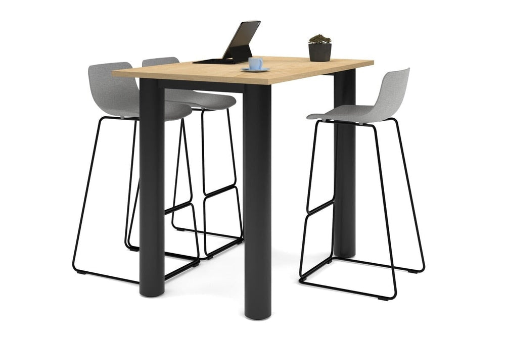 Quadro Cylinder Legs Counter Table  [1400L x 800W]-black leg maple 