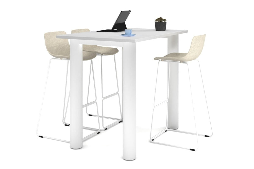 Quadro Cylinder Legs Counter Table  [1400L x 800W]-white leg white 