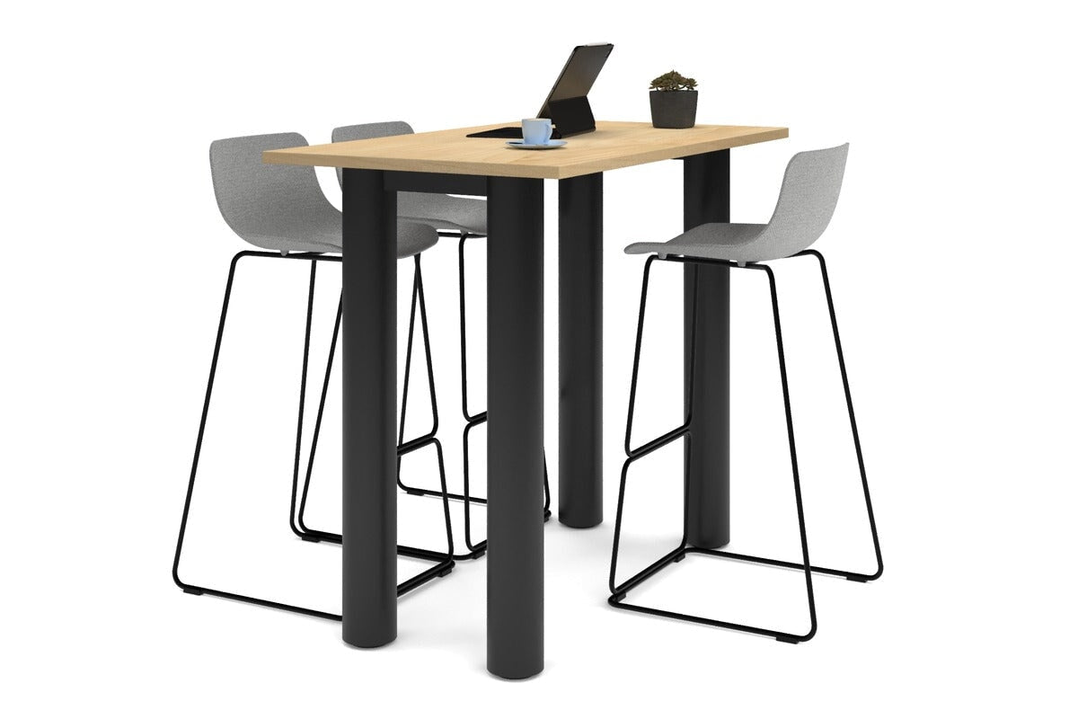 Quadro Cylinder Legs Counter Table  [1600L x 700W]-black leg dark oak 
