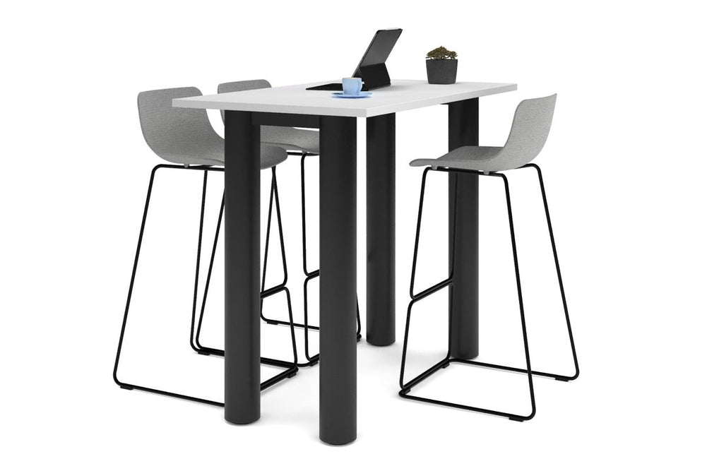 Quadro Cylinder Legs Counter Table  [1600L x 700W]-black leg white 