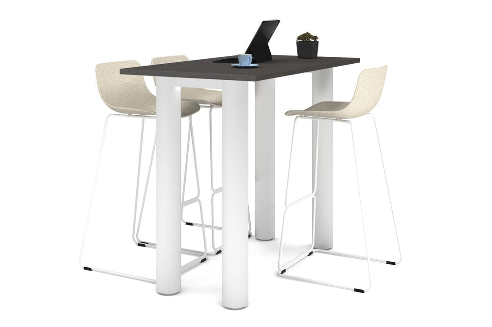 Quadro Cylinder Legs Counter Table  [1600L x 700W]-white leg dark oak 