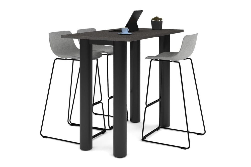 Quadro Cylinder Legs Counter Table  [1600L x 700W]-black leg dark oak 
