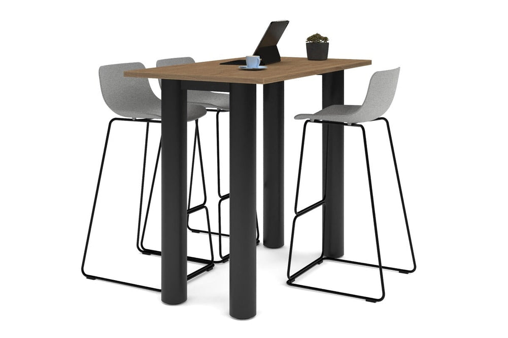 Quadro Cylinder Legs Counter Table  [1600L x 700W]-black leg salvage oak 