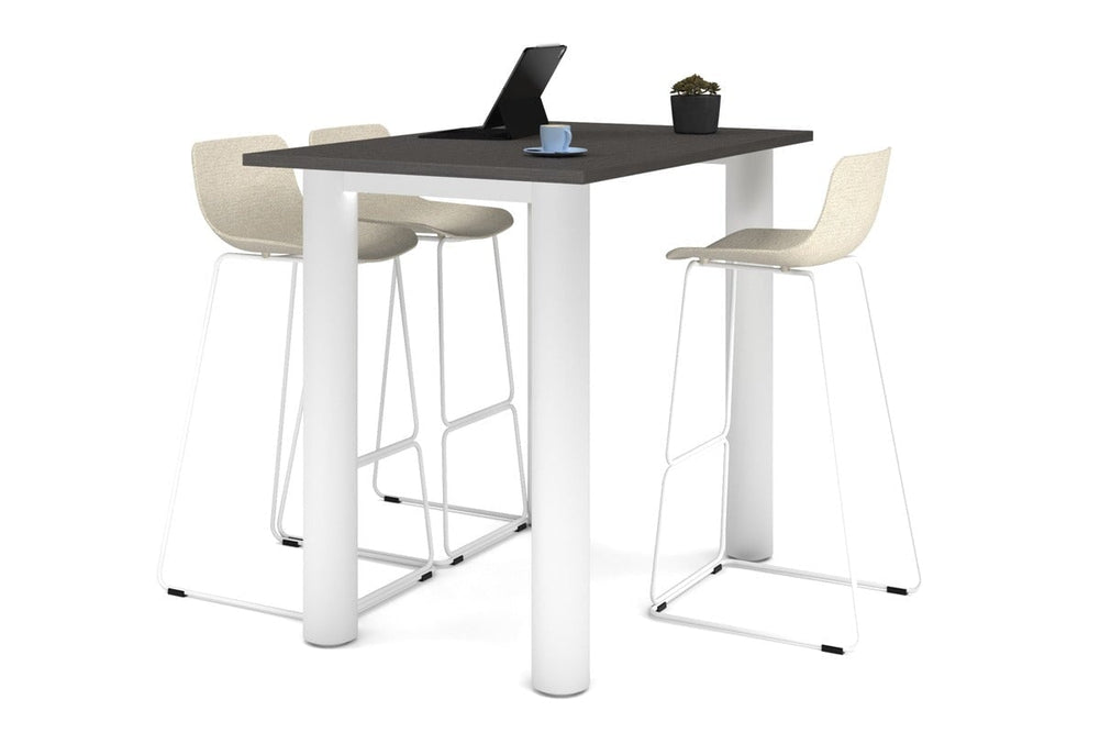 Quadro Cylinder Legs Counter Table  [1600L x 800W]-white leg dark oak 