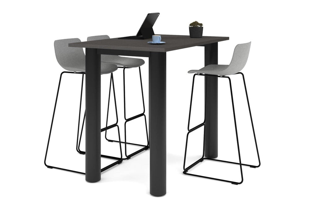 Quadro Cylinder Legs Counter Table  [1600L x 800W]-black leg dark oak 