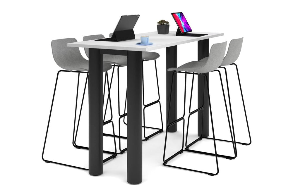 Quadro Cylinder Legs Counter Table  [1800L x 700W]-black leg white 
