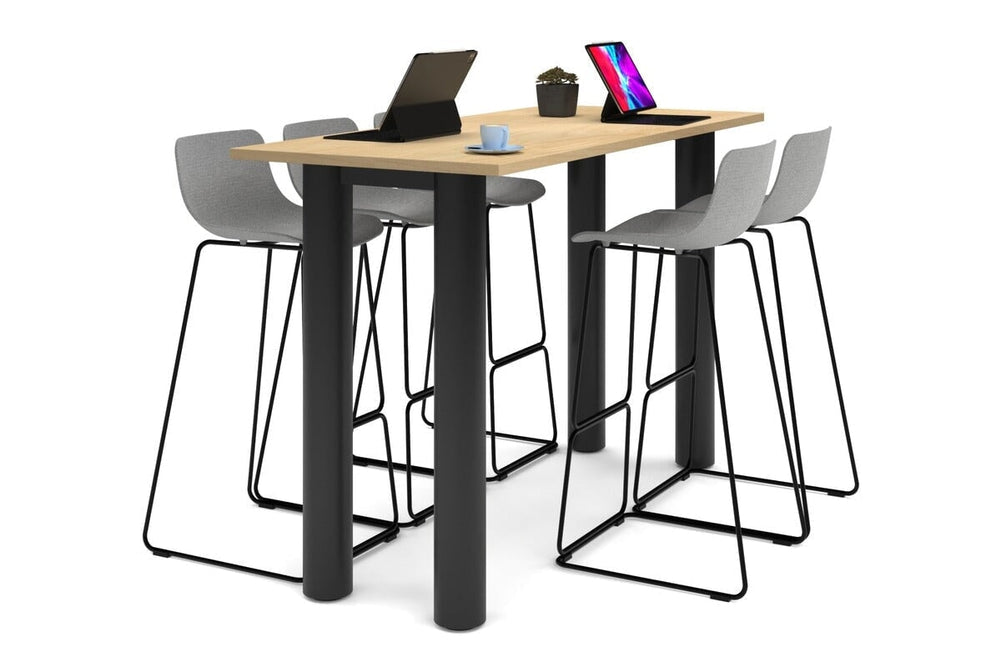Quadro Cylinder Legs Counter Table  [1800L x 700W]-black leg maple 