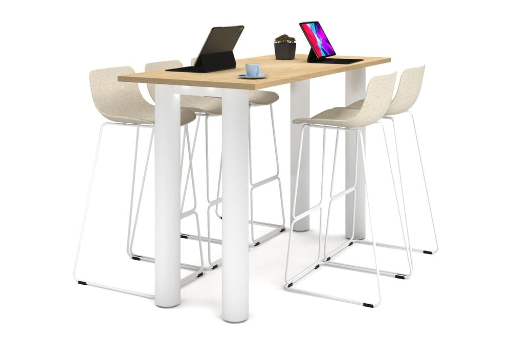 Quadro Cylinder Legs Counter Table  [1800L x 700W]-white leg maple 