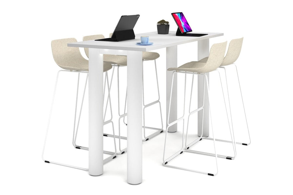 Quadro Cylinder Legs Counter Table  [1800L x 700W]-white leg white 