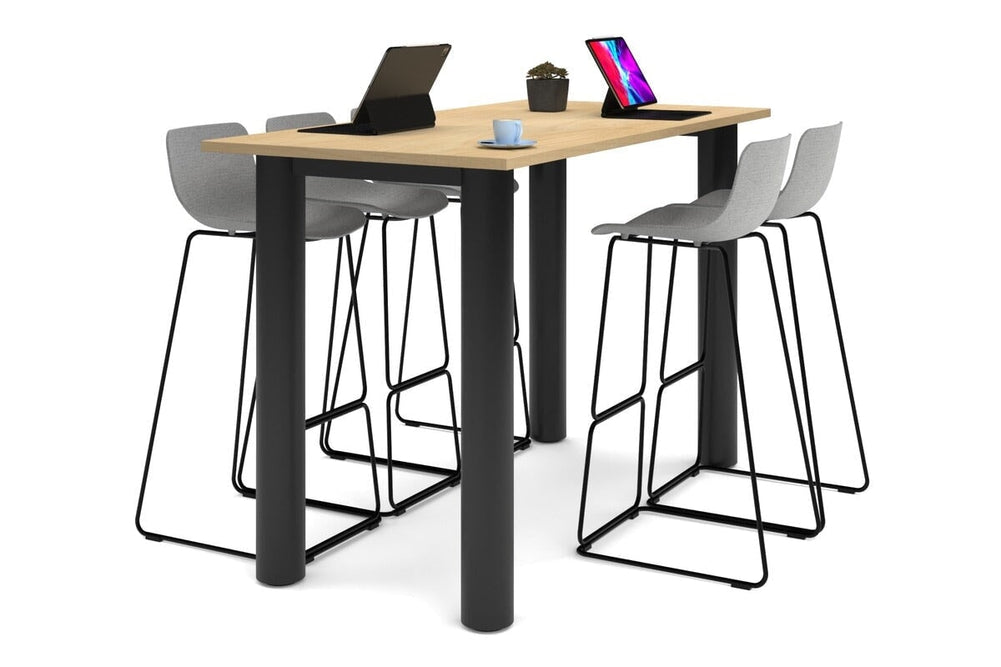 Quadro Cylinder Legs Counter Table  [1800L x 800W]-black leg maple 