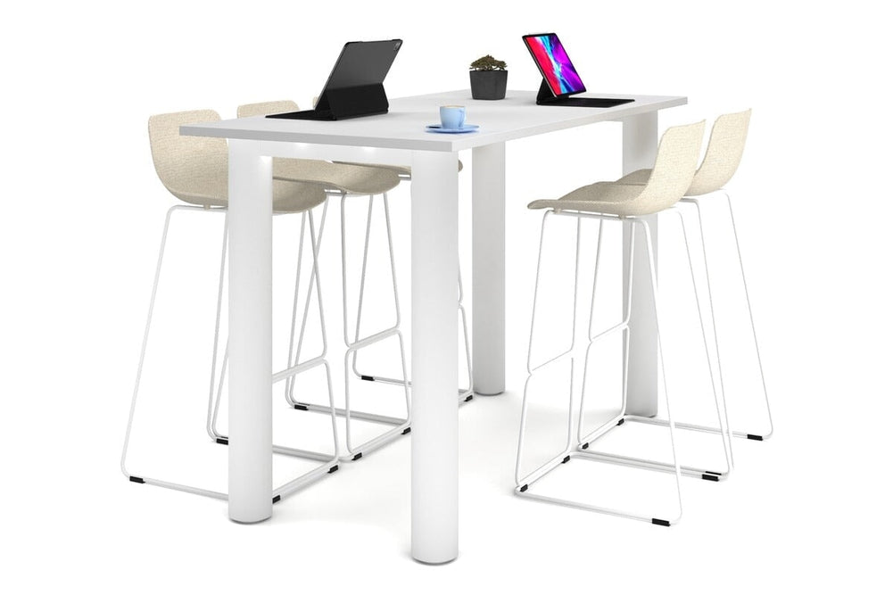 Quadro Cylinder Legs Counter Table  [1800L x 800W]-white leg white 
