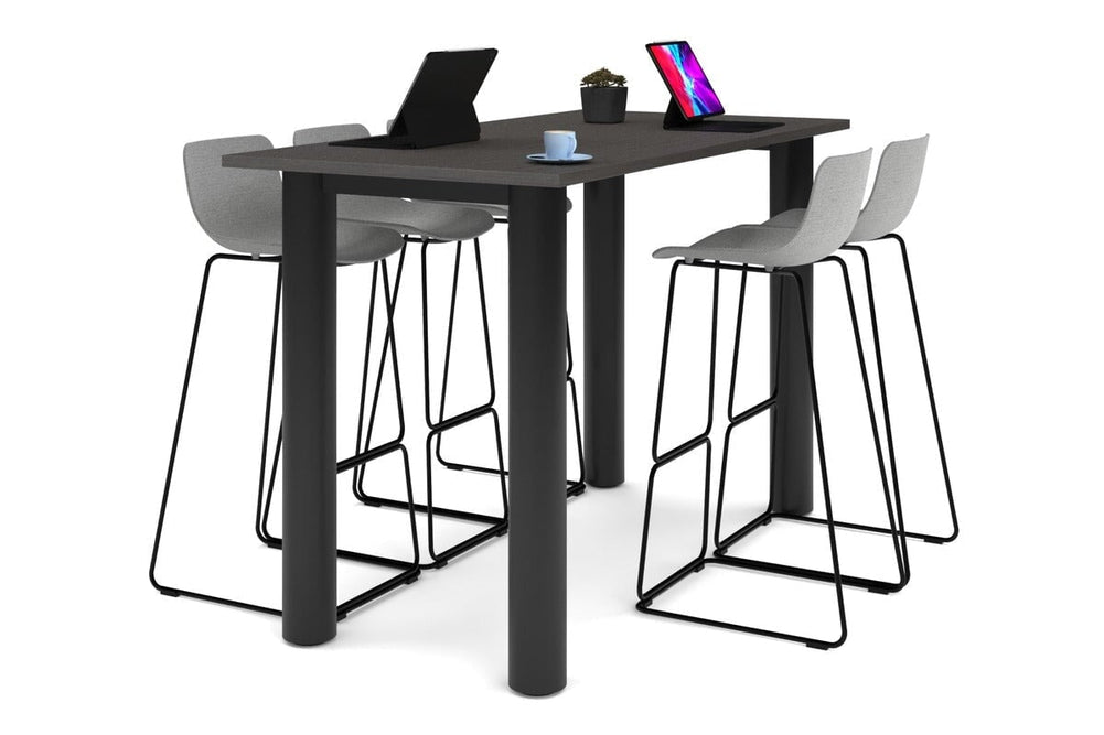 Quadro Cylinder Legs Counter Table  [1800L x 800W]-black leg dark oak 